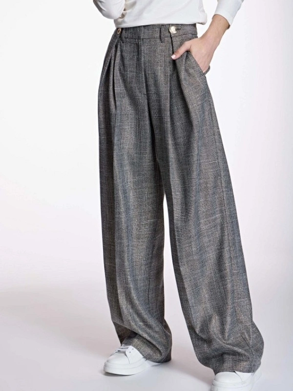 PANTALÓN ANCHO CUADROS LUREX AC