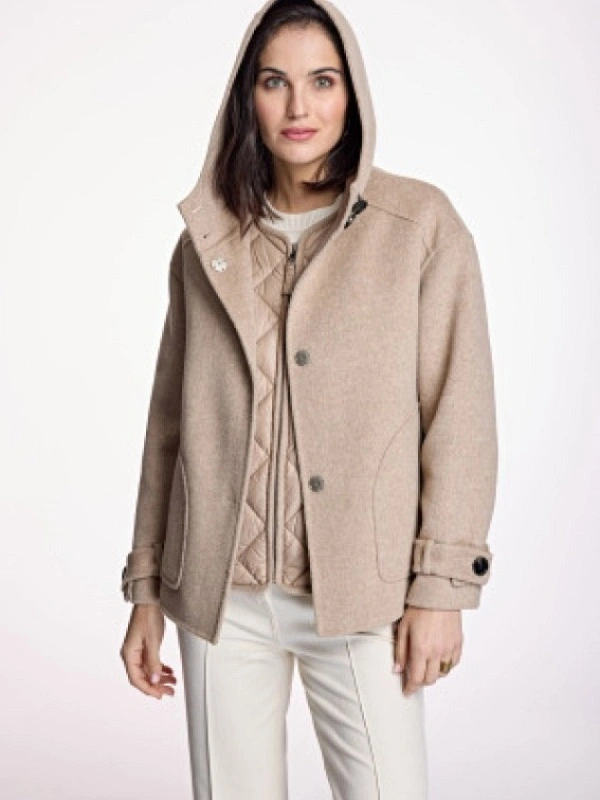 PARKA PAÑO BEIGE CAPUCHA AC