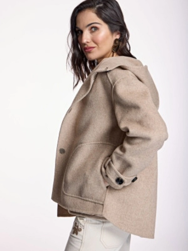 PARKA PAÑO BEIGE CAPUCHA AC