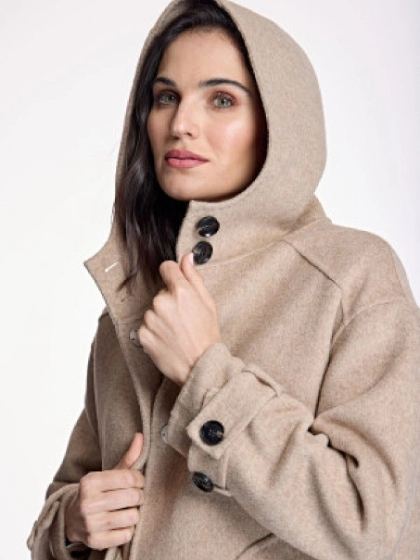 PARKA PAÑO BEIGE CAPUCHA AC